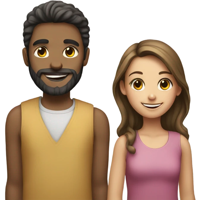 smiling girl with bearded boy emoji