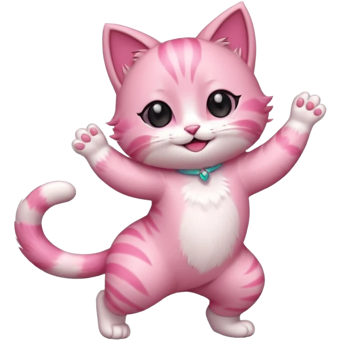 chibi anime pink cat dancing emoji
