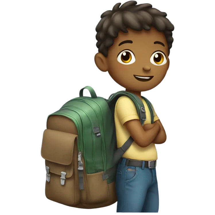 Little boy holding small backpack  emoji