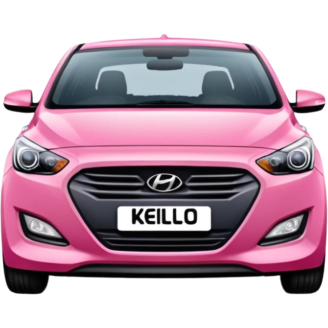 Pink Rego number plate saying Kellie on a hyundia i30 emoji