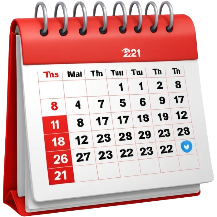 calendar with a red top emoji