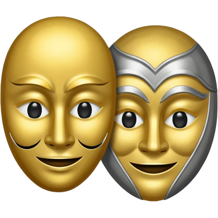 two masks: one smiling, one sad emoji