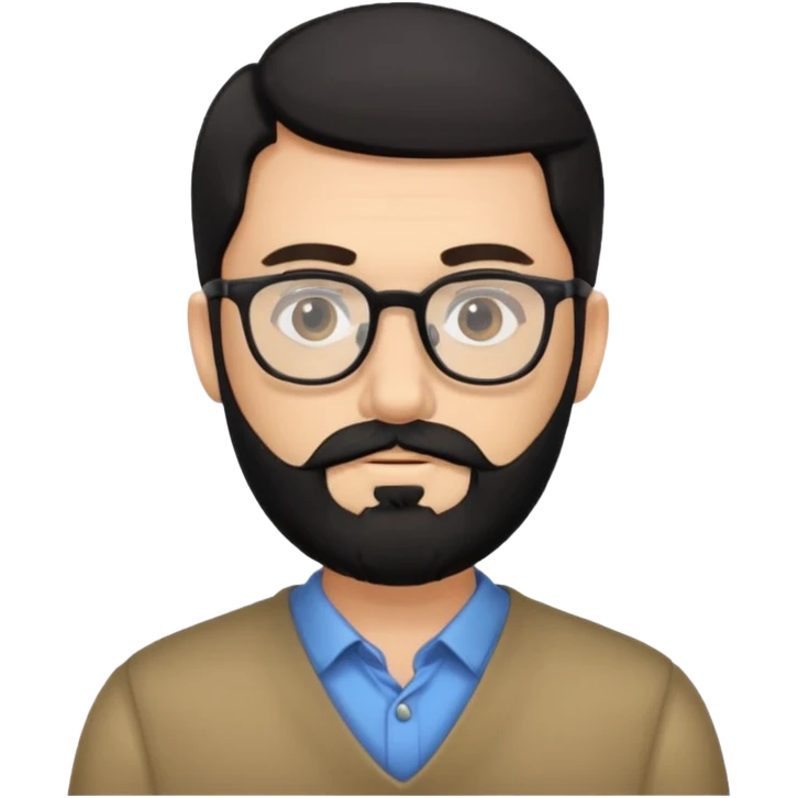 man with black beard and eyeglass emoji