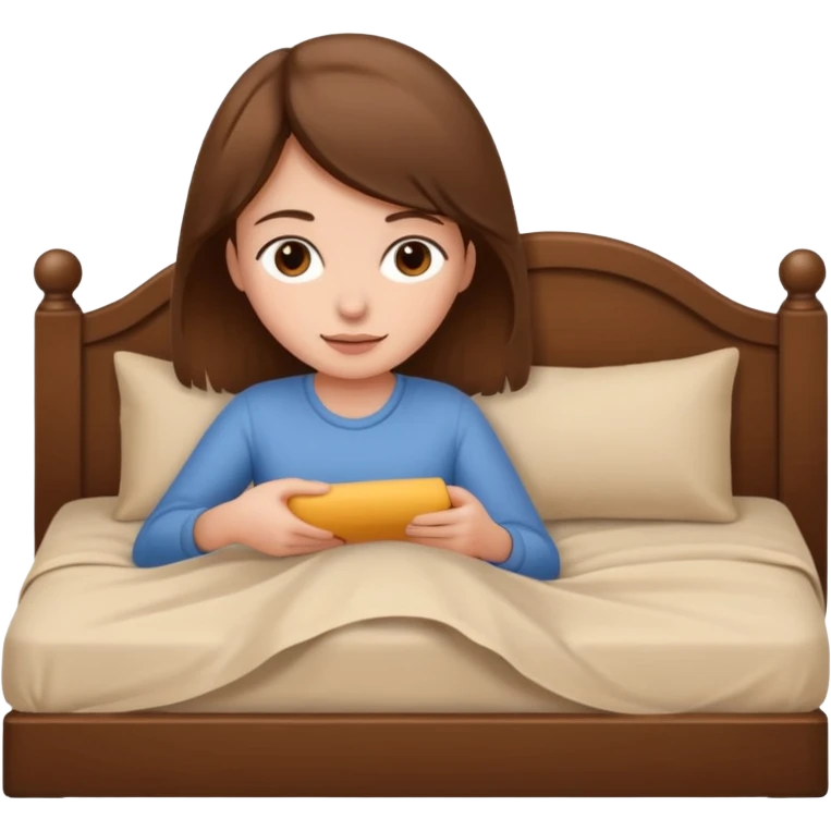 Brown haired girl making a beige bed  emoji