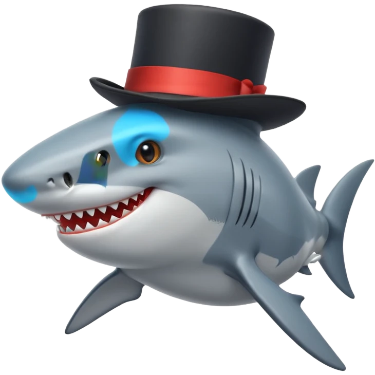 Shark with a top hat emoji