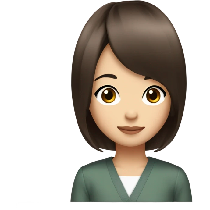 Maki Tomoda, pageboy bob haircut, brown hair emoji