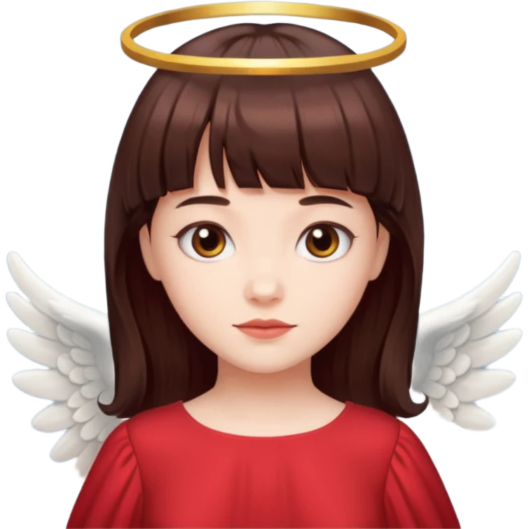  فرشته با موی چتری و لباس قرمز و موی خرمایی تیره  emoji