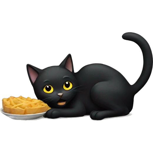 Black cat eating emoji