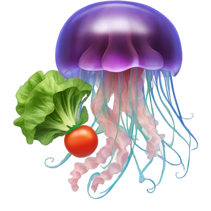 Jellyfish eating a salad emoji