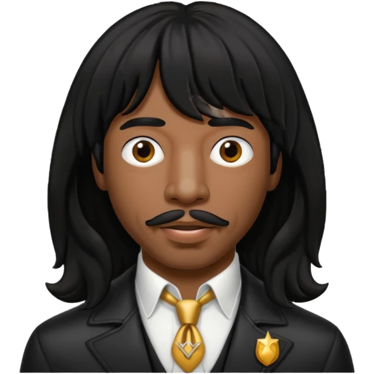 Rick James with black long hair and thin mustache emoji