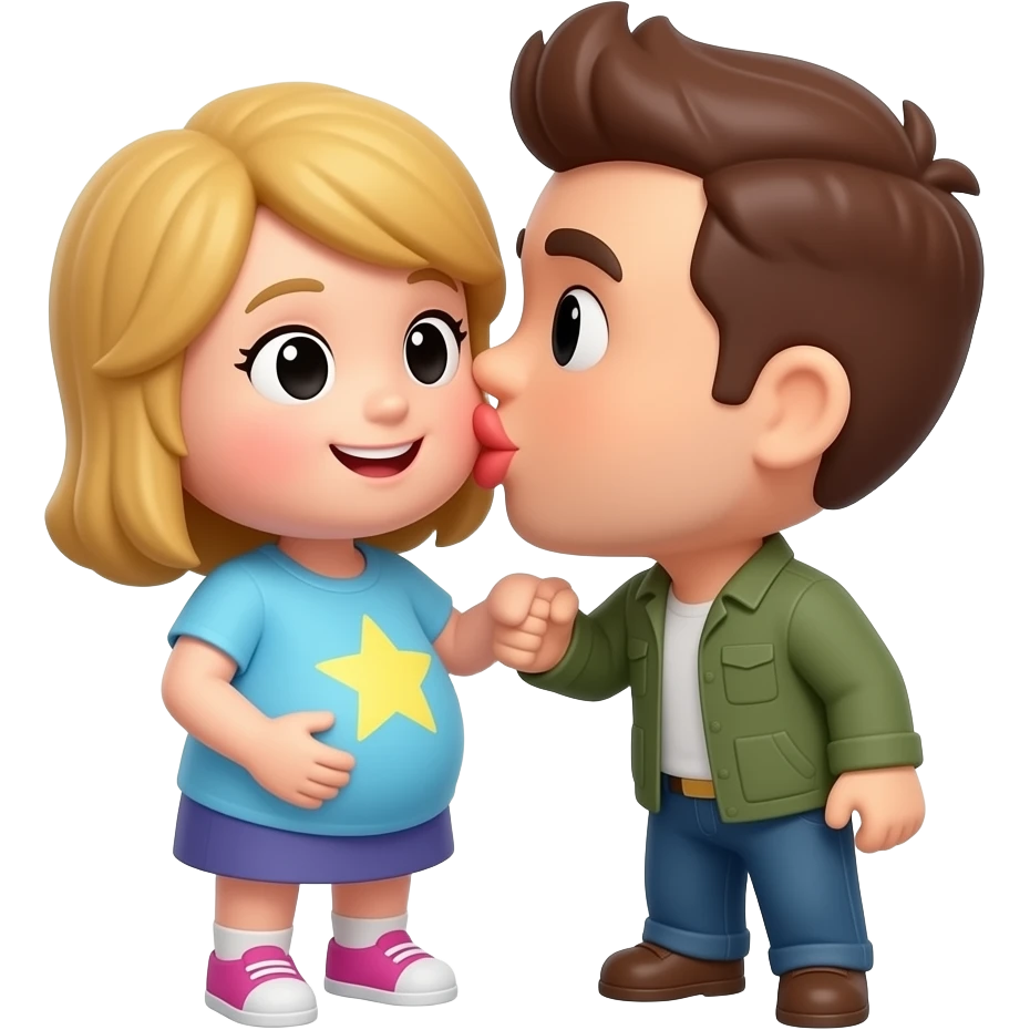 pregnant Roblox with another man standing next to him logo they the man is pregnent are kissing emoji