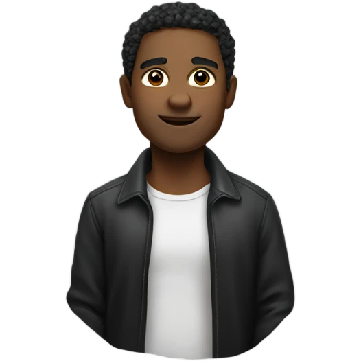 realistic male portrait in black standing up  emoji