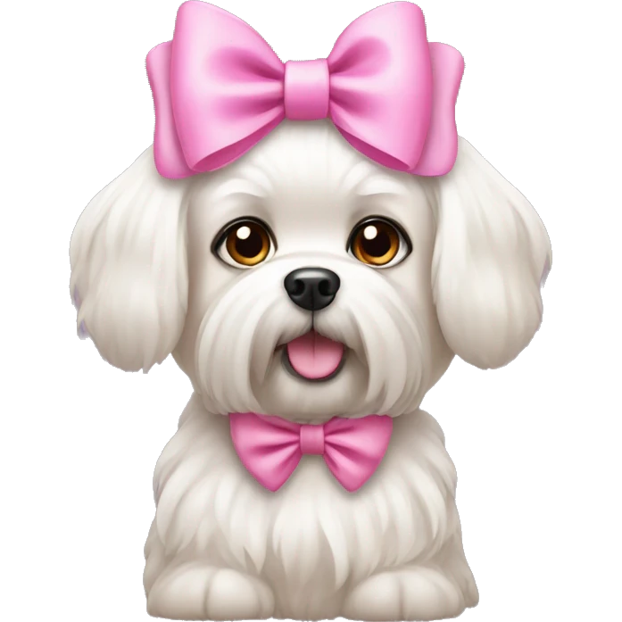 Maltezer dog with pink bow emoji