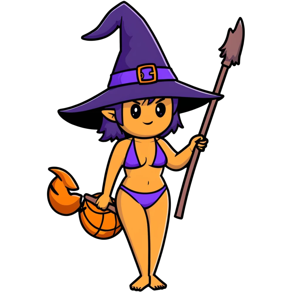 Full body green witch woman wearing bikini emoji