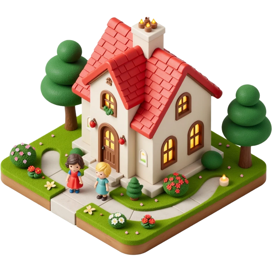 palace house with a family and pet, celebrations  emoji