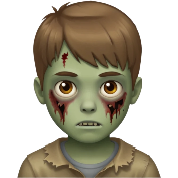 quero um emoji de um menino com pele de zumbi cabelo castanho claro e de franja olhos menores emoji