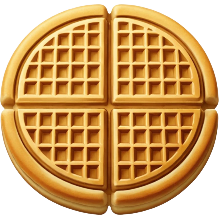 round waffle with grid texture, golden brown emoji