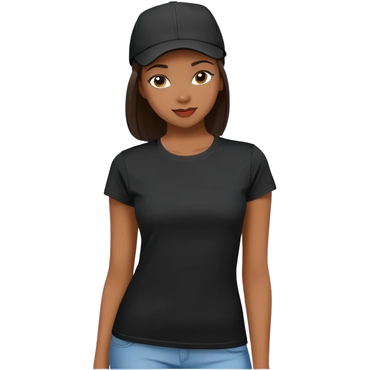 black women's t-shirt with round neck and short cap sleeves, fitted feminine cut, only the garment, isolated on white background, no model emoji