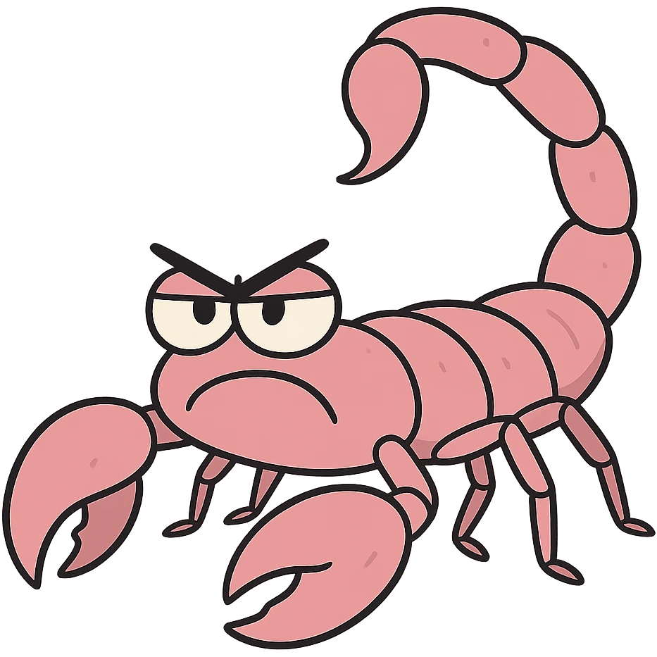pink scorpion in flat toon style emoji
