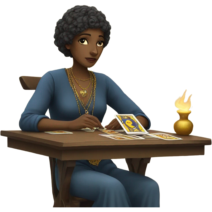 Tarot card reader reading at a table emoji