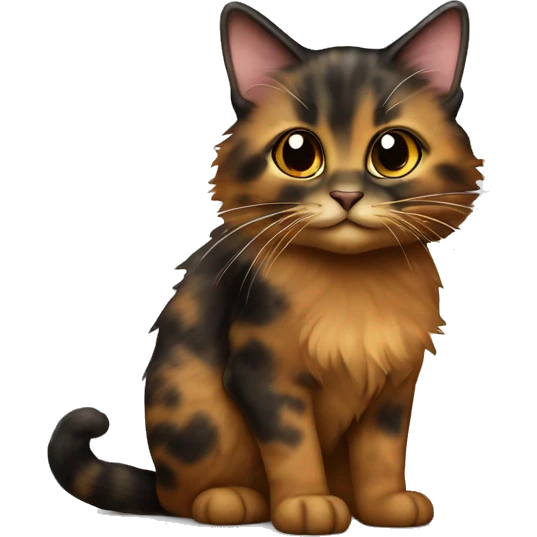 Tortoiseshell colored cat, long haired emoji