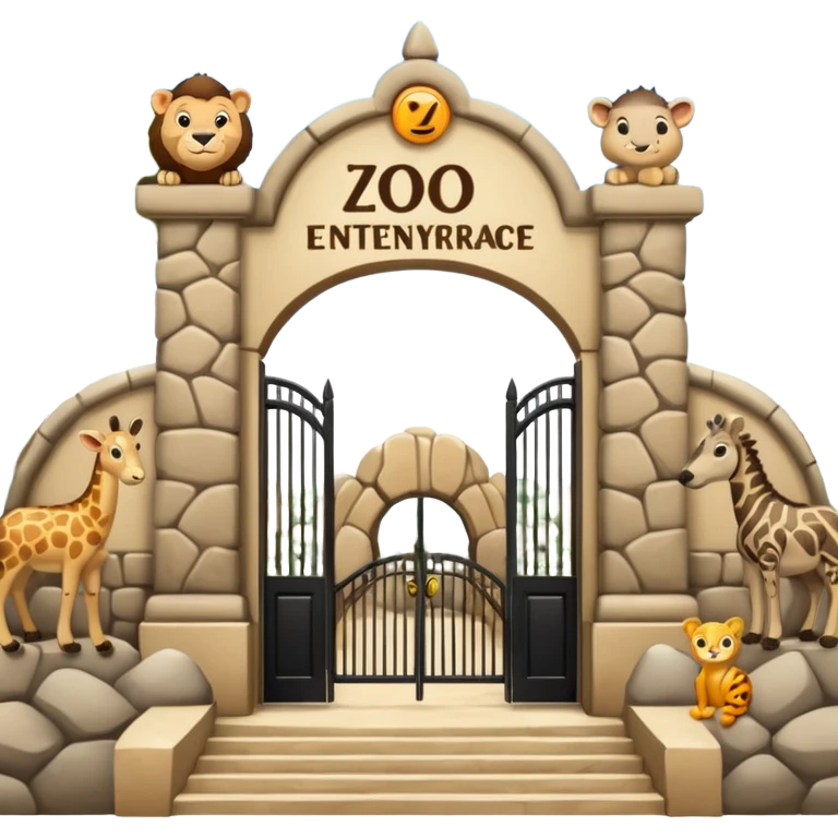 entrada de un zoo y que vean animales  sin ninguna persona  emoji