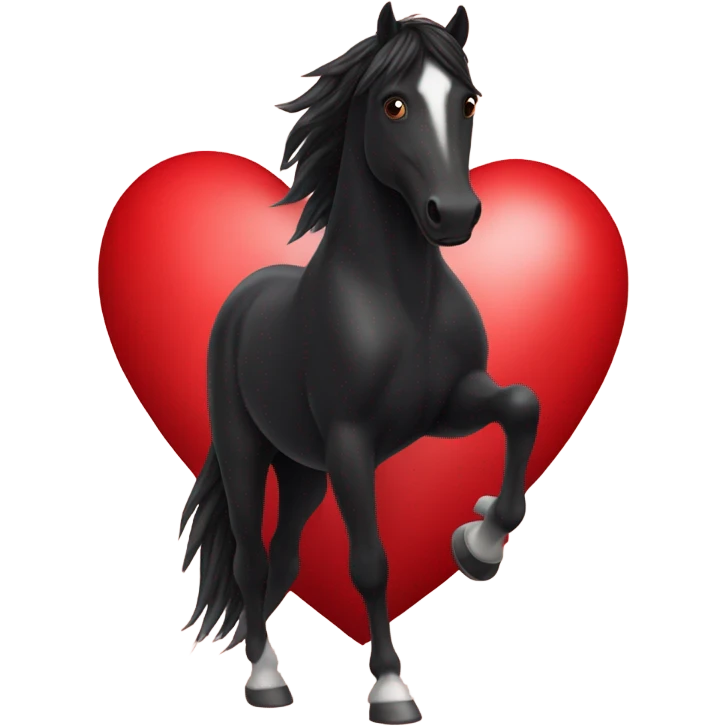 Black Horse centered within a red heart emoji
