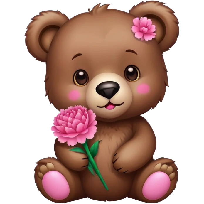 bear with carnation flower emoji