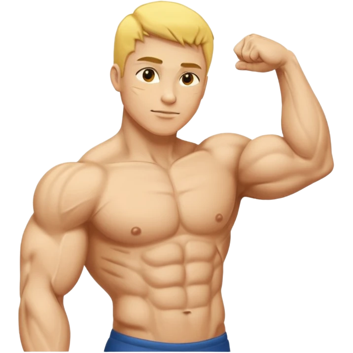 Homem amarelo mostrando o tríceps do braço emoji