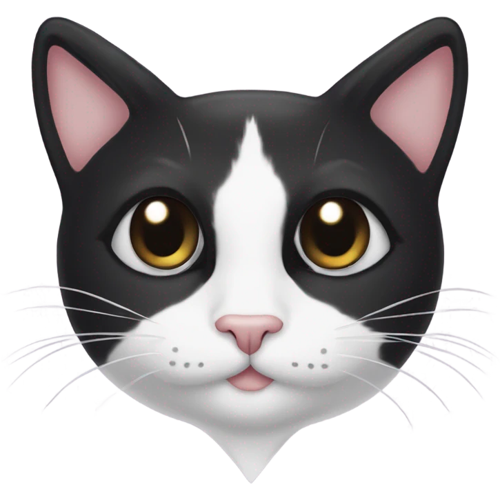 Tuxedo cat with a heart shaped black spot on his side. White face with black ears and black tail  emoji