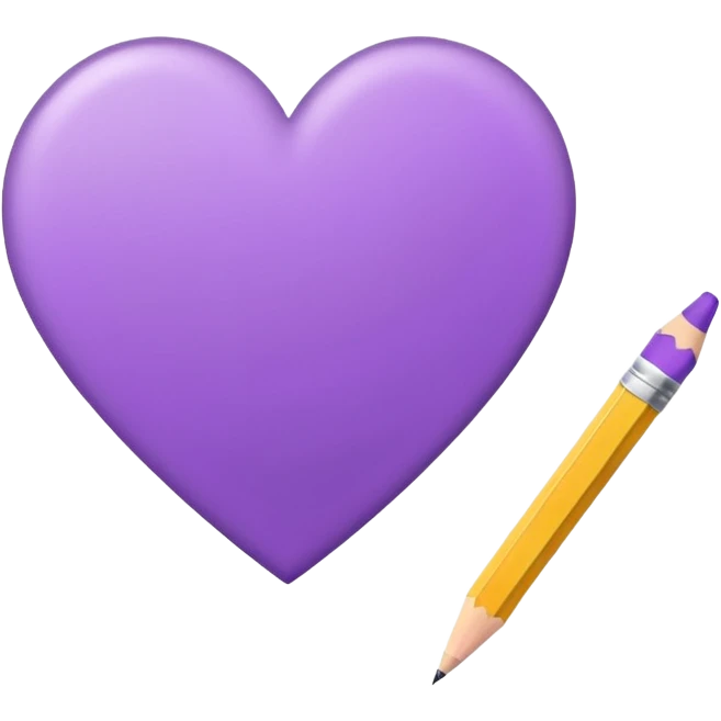 paper with emptu Hand drawn purple heart contour  with pencil emoji