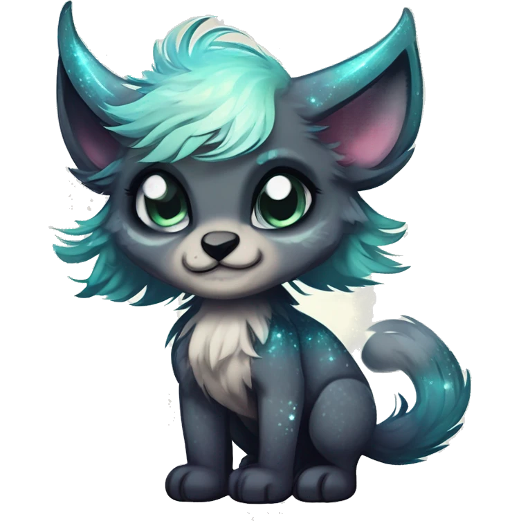 Cool cute Kawaii edgy fantasy animal sparkle fursona Fionbri creature by griffsnuff & LiLaiRa & Falvie full body emoji