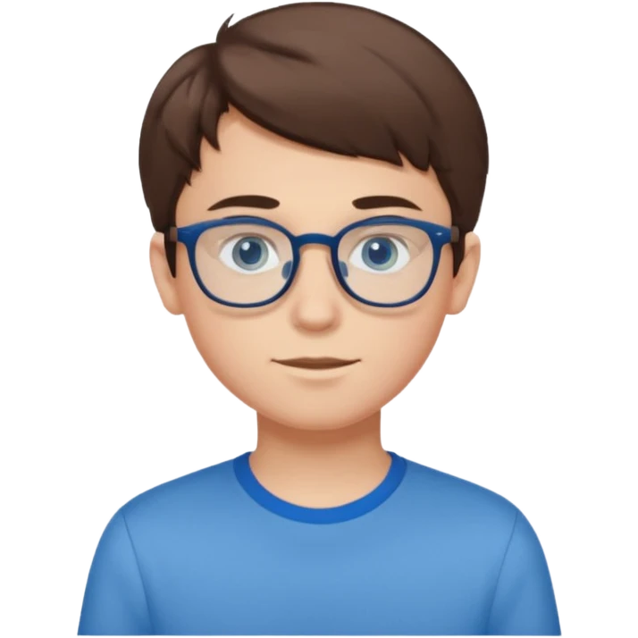 adolescent garçon taille moyenne corpulence maigre cheveux chatain court yeux bleus lunettes emoji