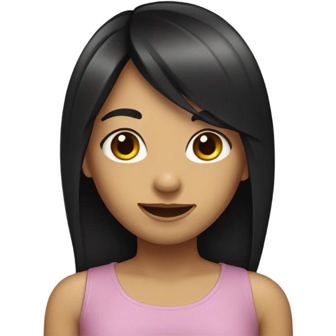 girl long black hair with long bang emoji
