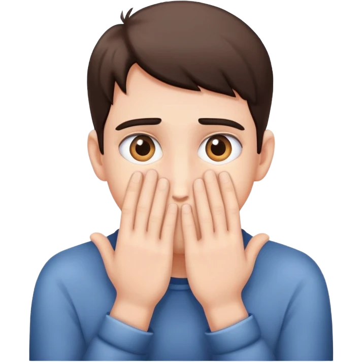 face peeking nervously from behind hands, cautious expression emoji