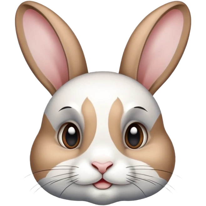 eyelashed lionhead very light brown, grey and white rabbit emoji