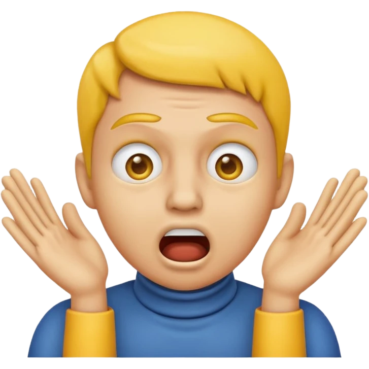 classic Apple style emoji expressing choking, yellow face, hands on throat, scared eyes, classic emoji look emoji