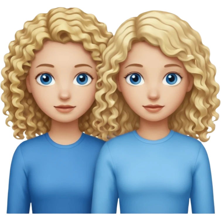Two girls, one with curly blonde hair, blue eyes and another with wavy blonde hair and blue eyes emoji
