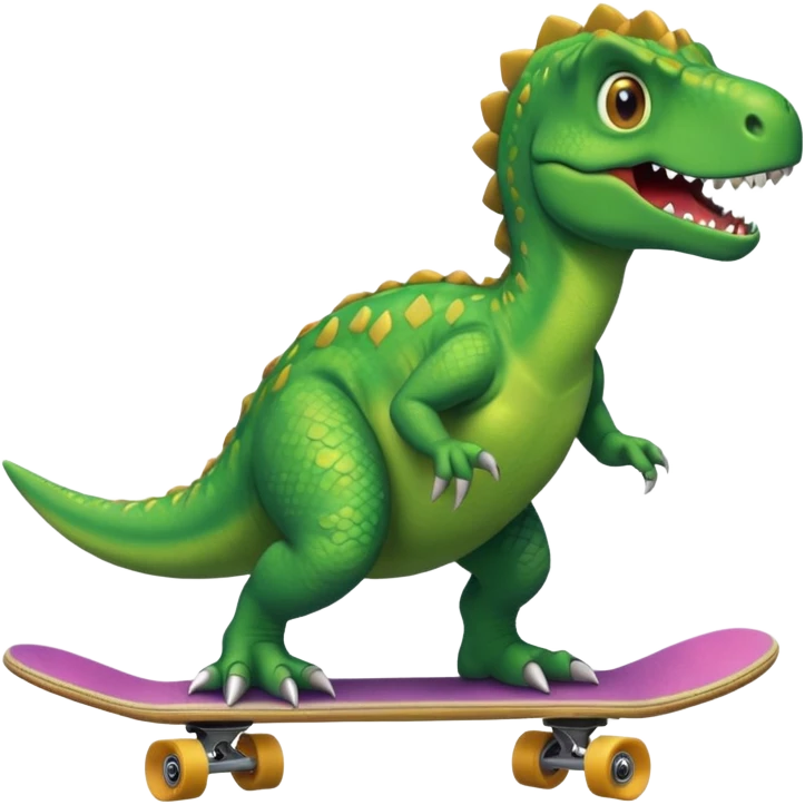 Dinosaur on a skateboard emoji