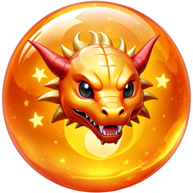 Orange crystal Dragon Ball with red stars inside, glowing golden orb with visible red stars, classic anime style emoji