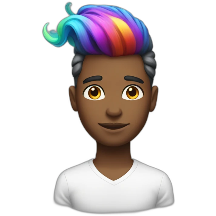 Posh-boy-with-rainbow-unicorn-hair emoji