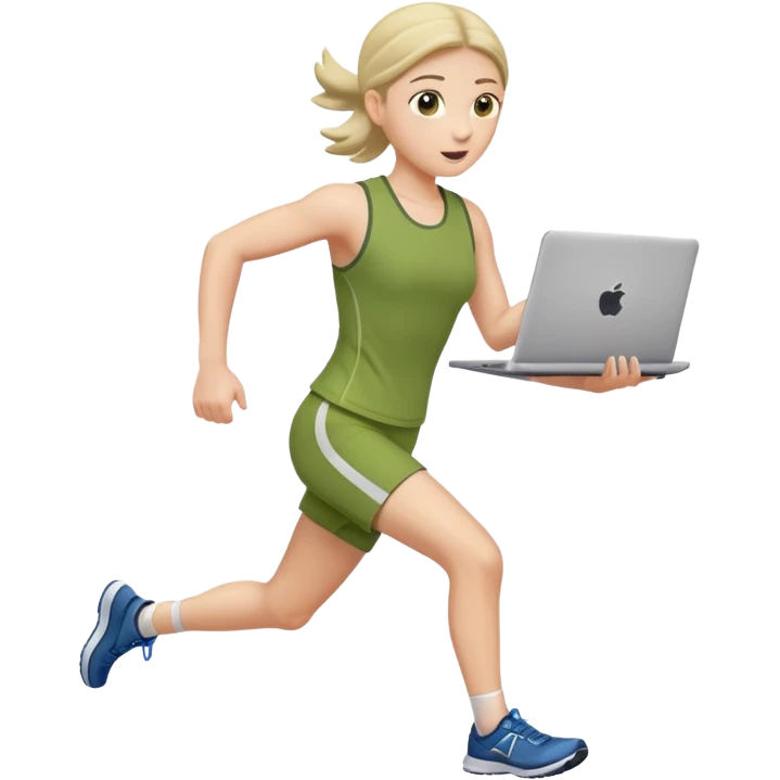 olive running holding a laptop emoji
