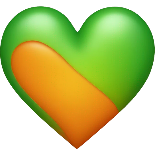 Green and Orange heart emoji