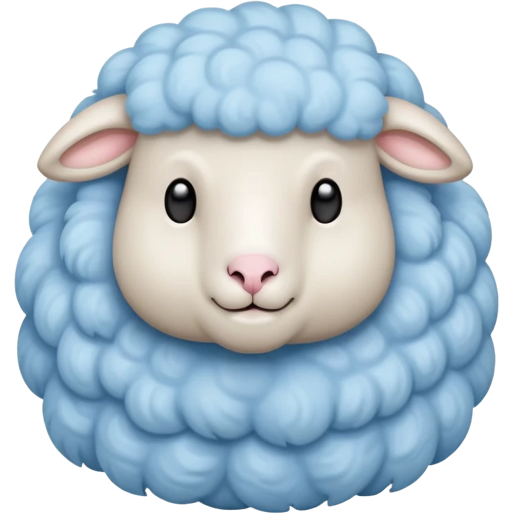 dreamy pastel blue sheep with fluffy wool and sleepy expression, like from a dream emoji
