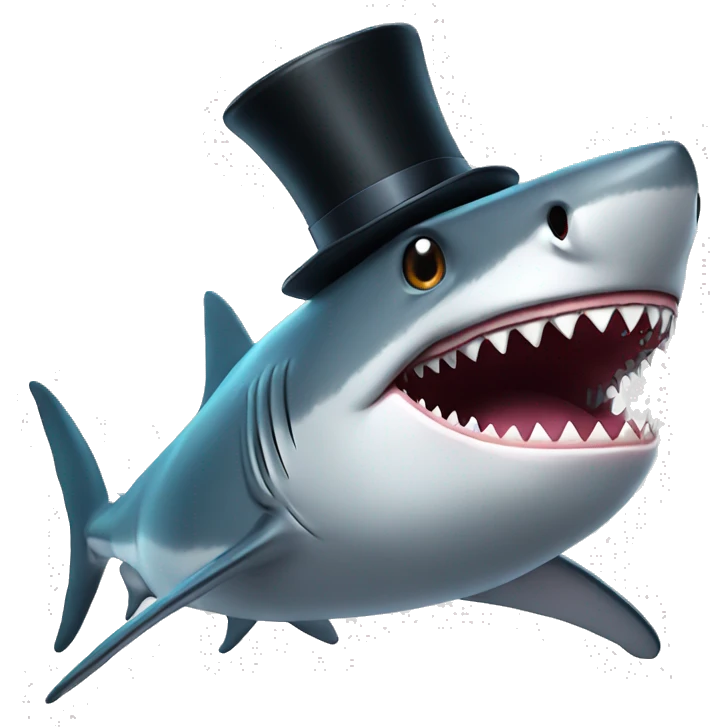 Shark with a top hat emoji