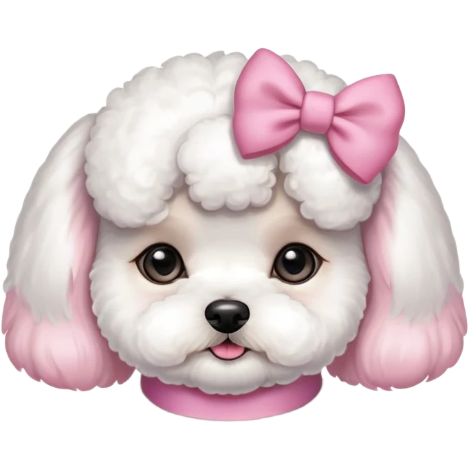 bichon frise dog girl with a pink bows on her ears emoji