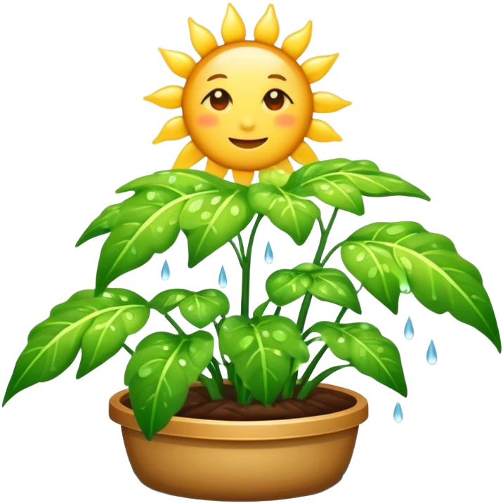 Plants and sun rays and rain emoji