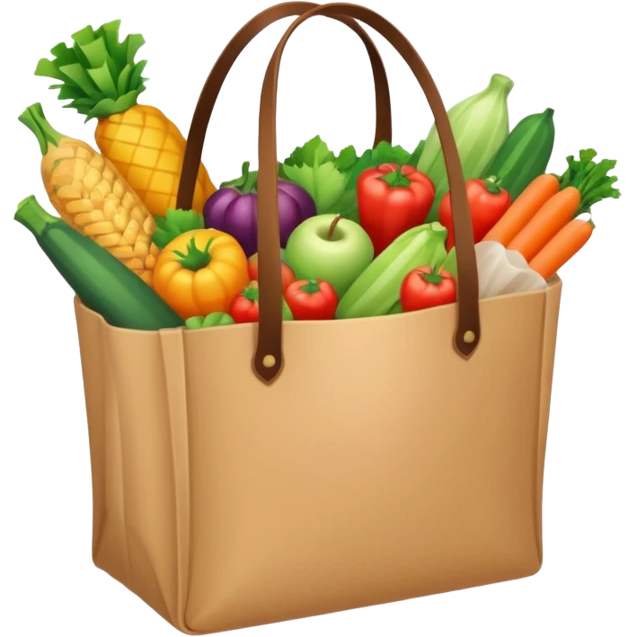 cartoon market bag. top view emoji