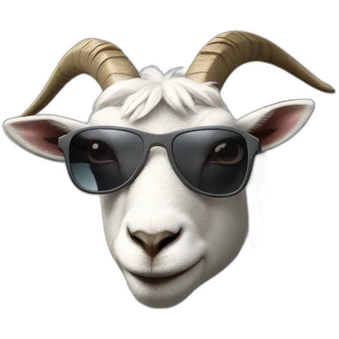 cool goat with sunglasses climbing on gray rock emoji