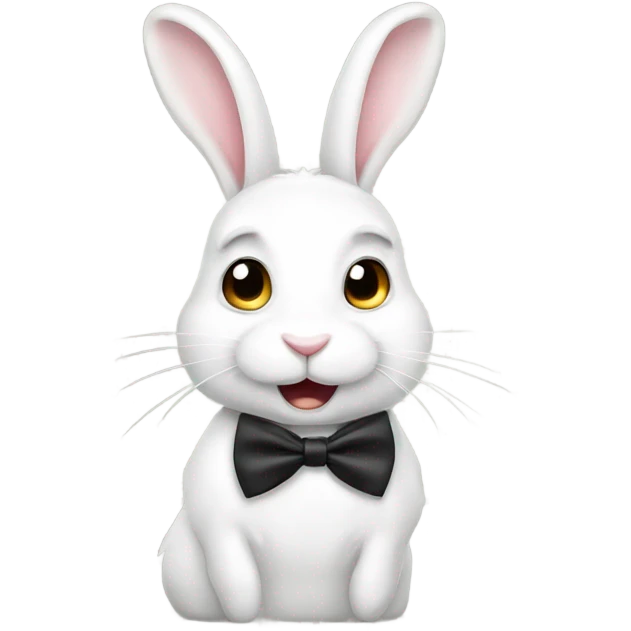 White bunny with bow tie side profile  emoji